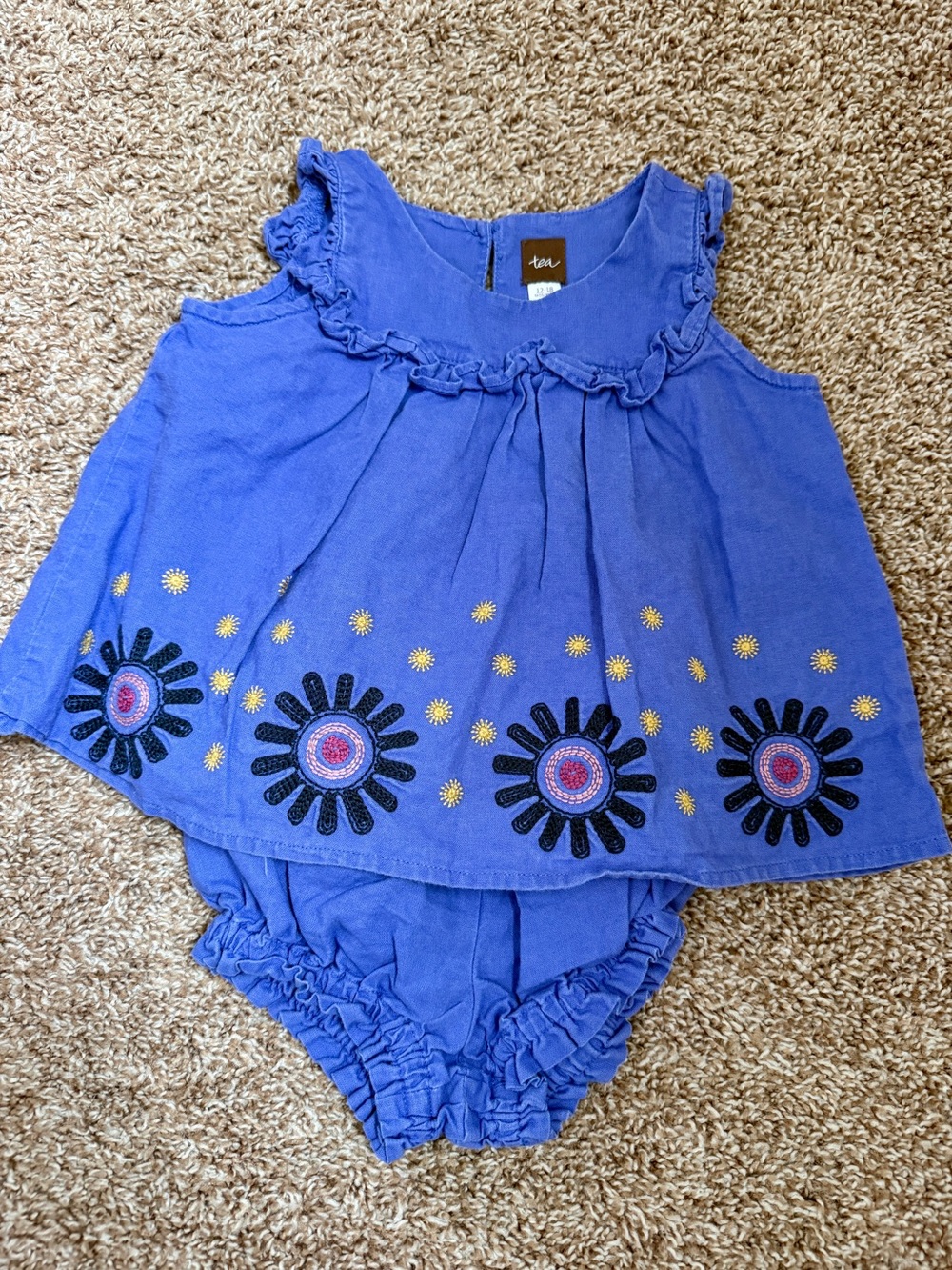 Tea Collection Embroidered Baby Doll Top and Bloomers Set